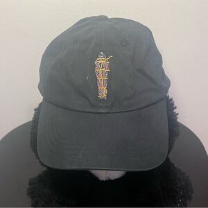 Black Cap with Embroidered Design